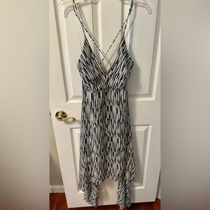 Express Black and White Printed Maxi Dress with Crisscross Straps